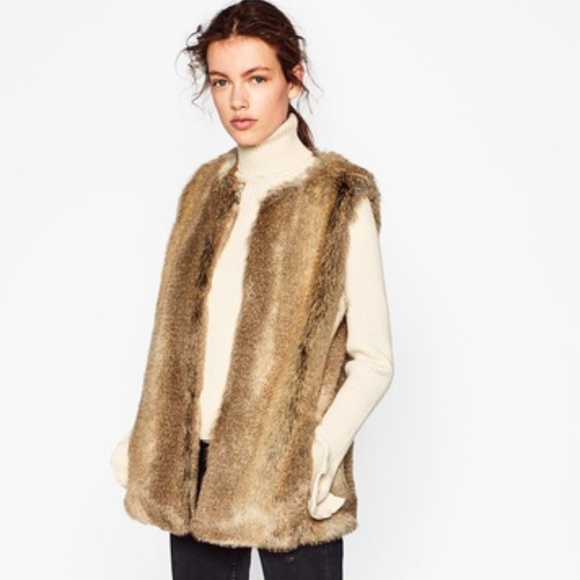 Zara Jackets & Blazers - Zara Trafaluc Faux Fur Brown Vest